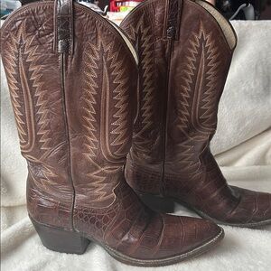 Dan Post Brown Alligator Cowboy Boots size 9 1/2 D